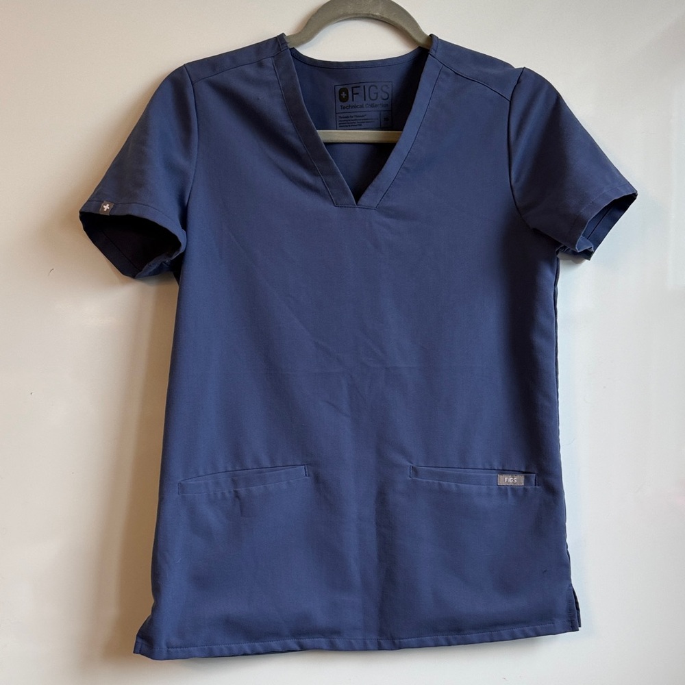 Figs Navy V-Neck Medical Scrub Top